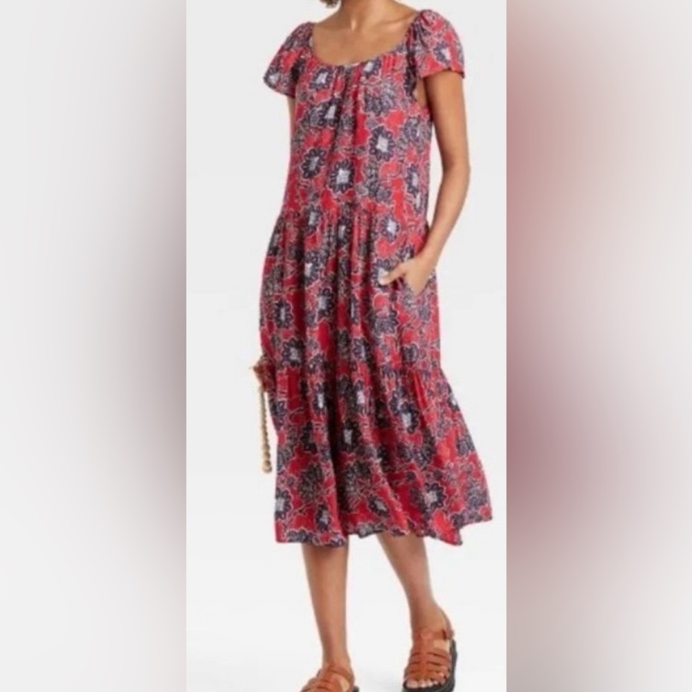 Knox Rose Pinkish red Floral Boho Maxi Dress